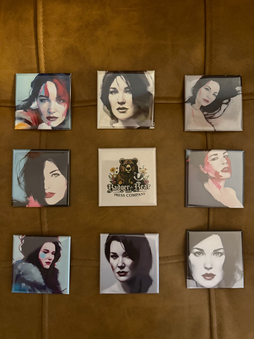 9 Piece Handcrafted 2"x 2" photo magnets