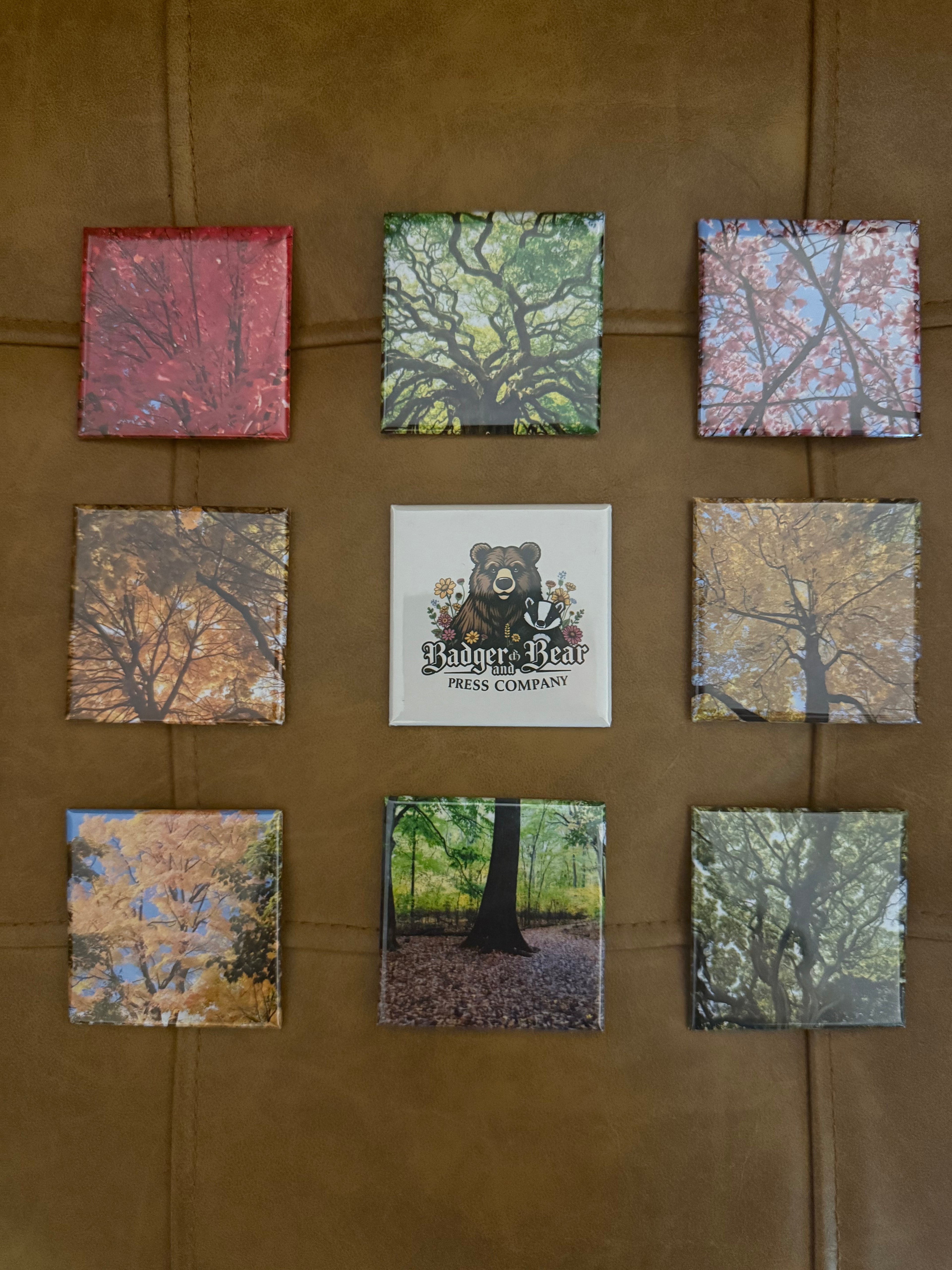 9 Piece Handcrafted 2"x 2" photo magnets